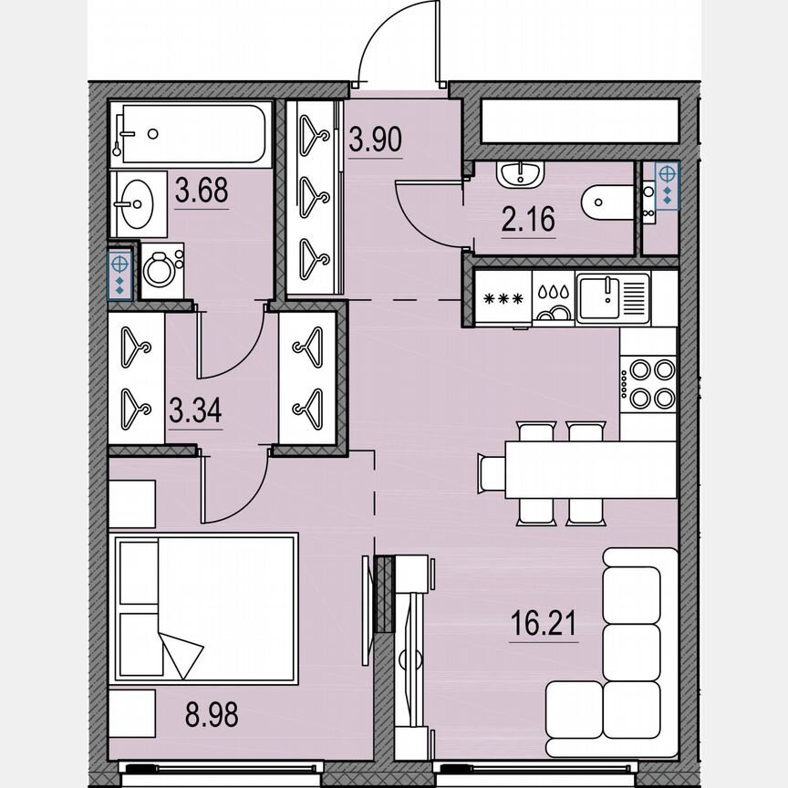 1-к. квартира, 38,3 м², 11/17 эт.