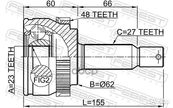 ШРУС наружный 23x62x27 febest 1210-TUC20A48 121