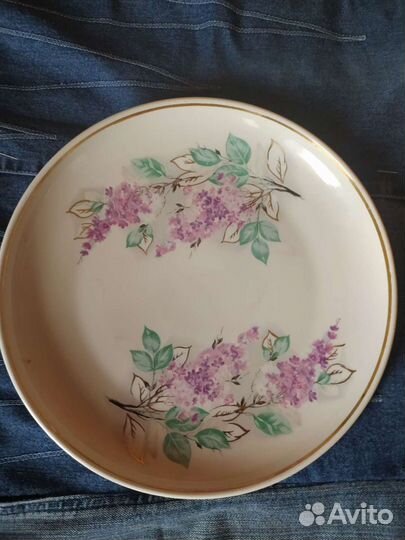 Блюдо, большая тарелка фарфор сирень СССР