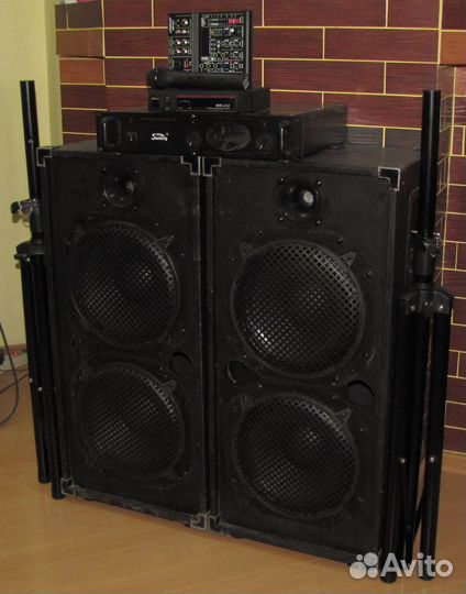 Колонки Pro 1500W Усилитель Микшер Микрофон Стойки