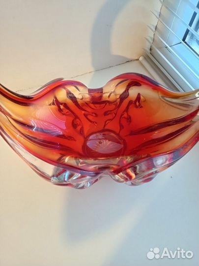 Винтажная конфетница цветное стекло