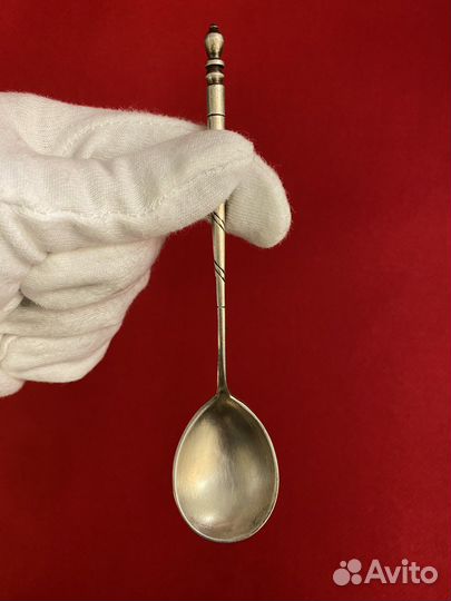 Царская чайная серебряная ложка с чернением