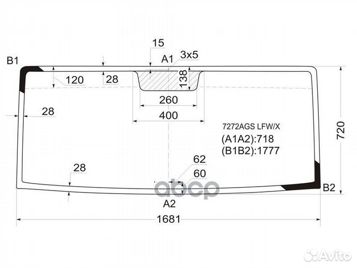 Стекло лобовое Nissan Cabstar 06-14 / Renault