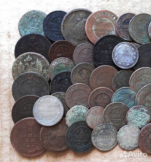 Старинные медные монеты 50 штук (лот-18 )