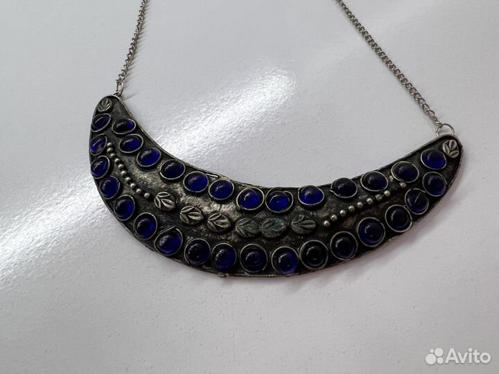 Ожерелье колье с синими камнями
