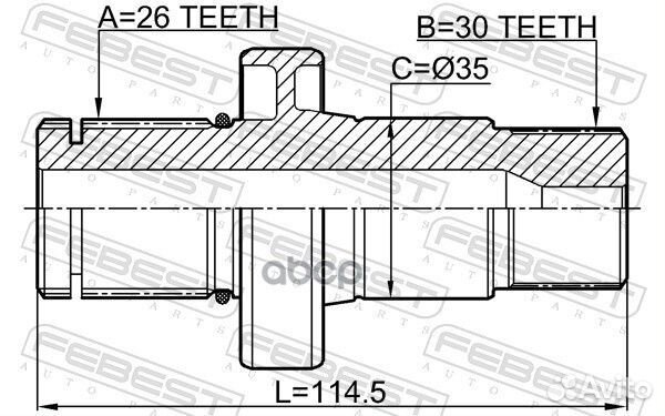 Полуось левая 30x114.5x26 volkswagen transporte