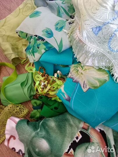 Лоскут зелёный и розовый