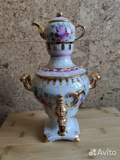 Самовар фарфоровый Гжель