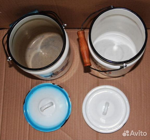 Бидон и ведро эмалированные. СССР. Винтаж