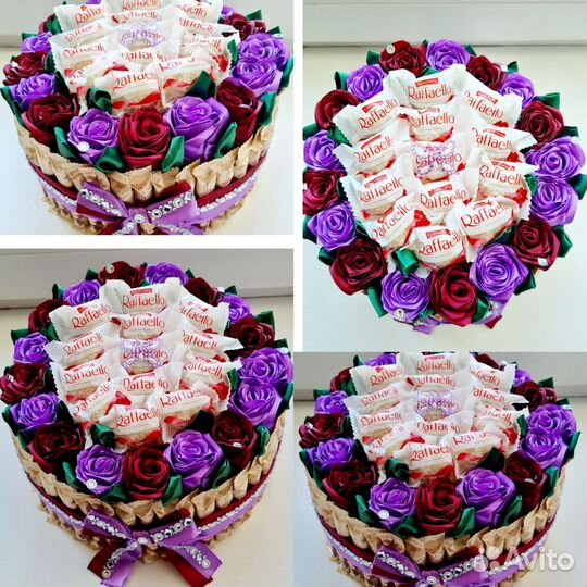 Торты из конфет и роз