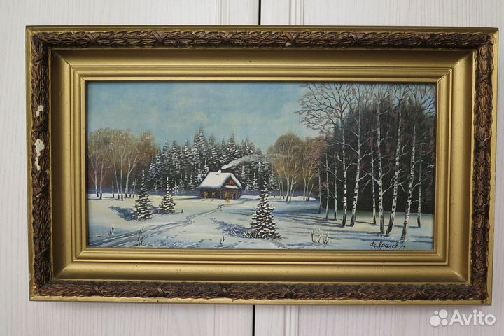 Картина маслом зимний пейзаж