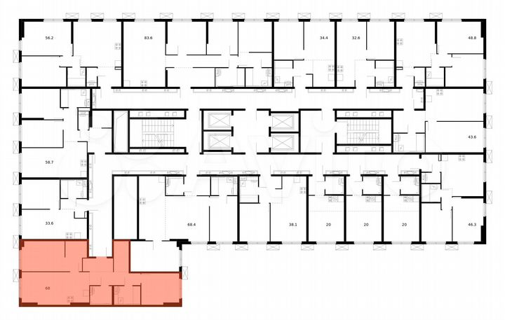 2-к. квартира, 68 м², 2/33 эт.