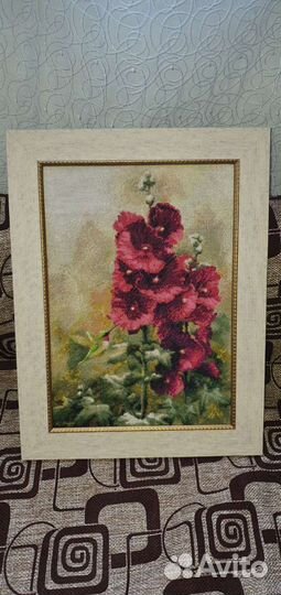 Картина Вышивка Крестиком Подсолнухи в вазе, цветы