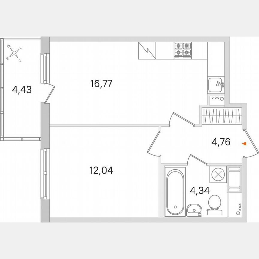 1-к. квартира, 39,2 м², 5/8 эт.