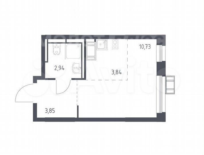 Квартира-студия, 21,4 м², 10/17 эт.