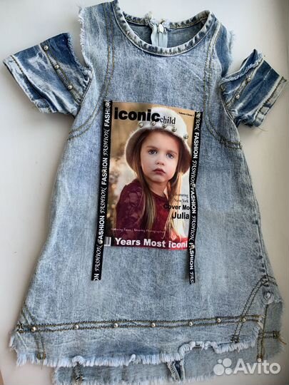 Джинцовое детское платье 1-1,5 лет