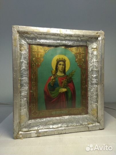 Икона старинная Святая Варвара