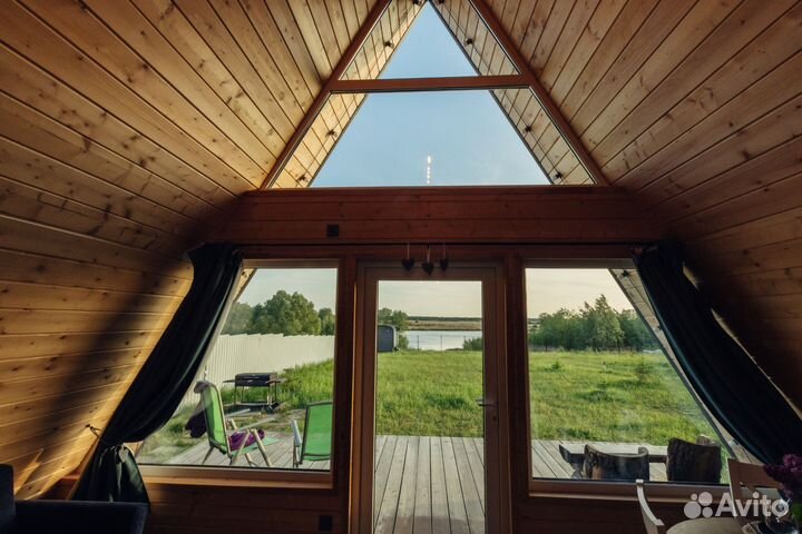 Отдых в А-фрейме на берегу реки