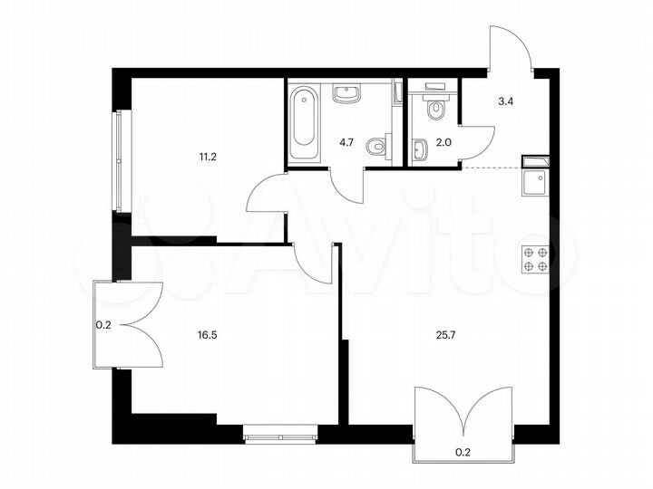 2-к. квартира, 63,9 м², 9/24 эт.