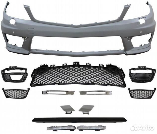 Передний бампер AMG для Mercedes W204 c 2012