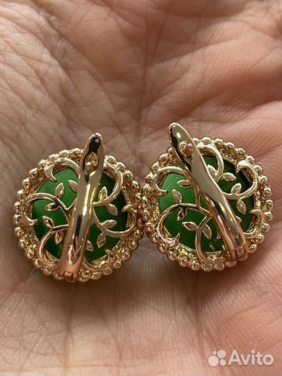 Серьги кошачий глаз