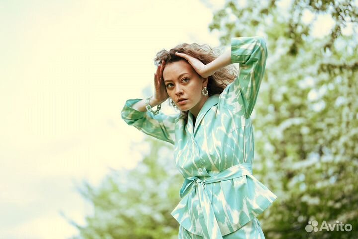 Женский брючный костюм. Пижама из иката