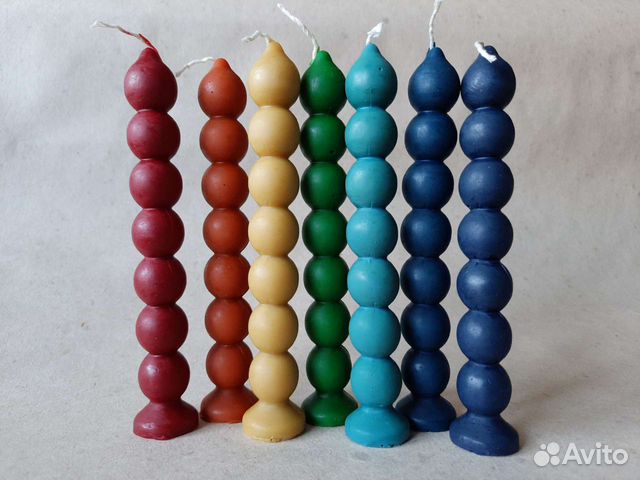 7 узлов, чакровый набор восковых свечей