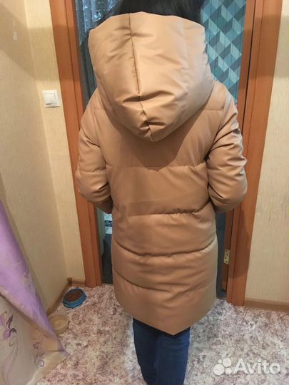 Пуховик женский экокожа