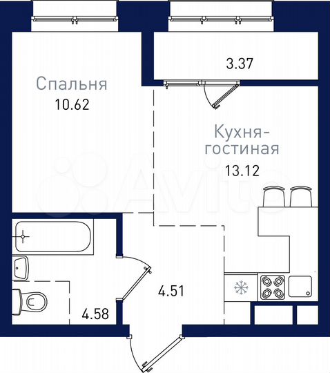 1-к. квартира, 36,2 м², 4/19 эт.