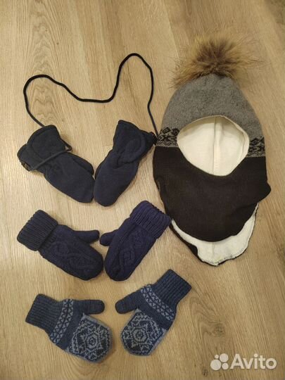 Шапка-шлем и рукавицы. Зима