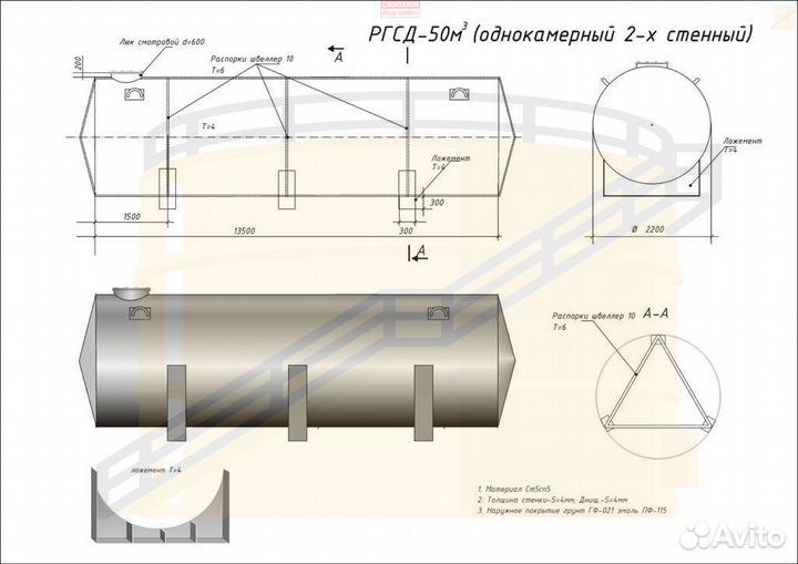 Резервуар Горизонтальный ргс-500 м3