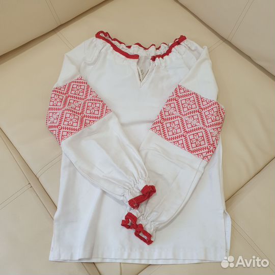 Русская народная рубашка детская + лапти вязанные