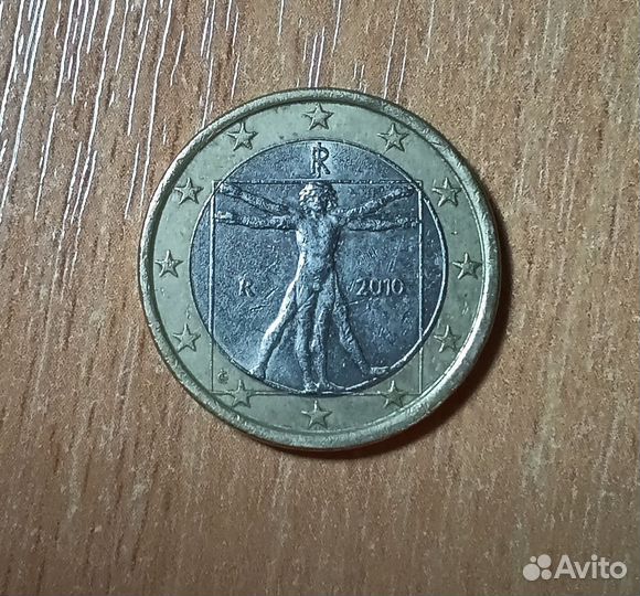 Монета 1 евро италия 2010