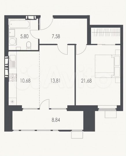 2-к. квартира, 69 м², 3/10 эт.