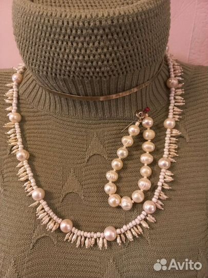 Ожерелье из натурального жемчуга
