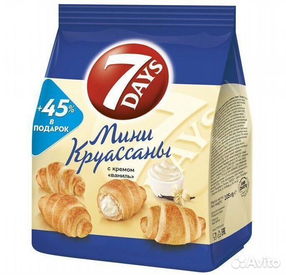Опт - Круассан 7 Days Мини с кремом Ваниль 105г