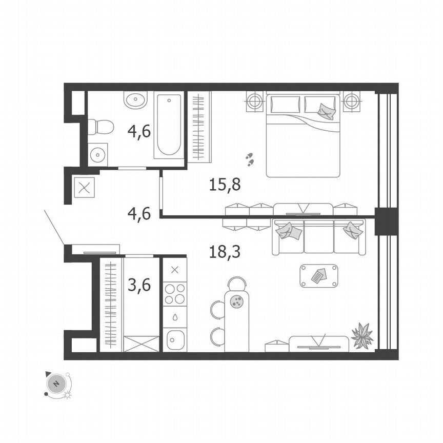 1-к. квартира, 46,9 м², 4/14 эт.