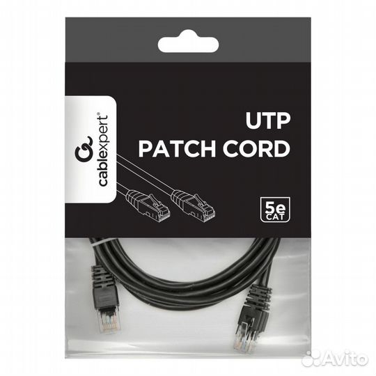 Патч-корд Cablexpert UTP PP12-2M/BK кат.5, 2м черн