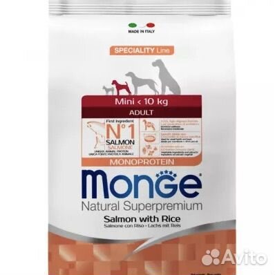 Корм для собак Monge Mini Adult с лососем и рисом