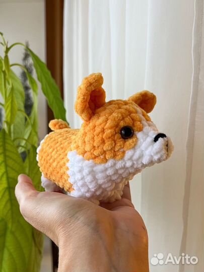 Вязаные игрушки ручной работы корги собачка