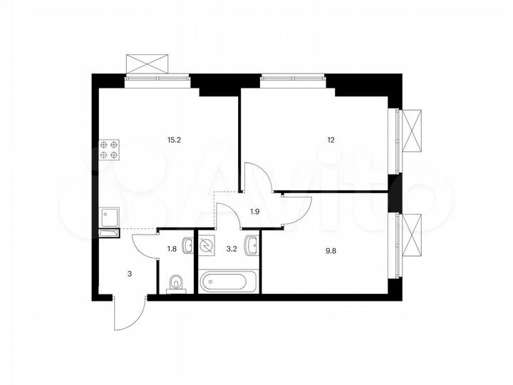 2-к. квартира, 46,9 м², 21/22 эт.