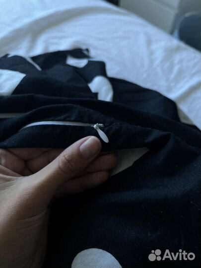 Белье постельное черное с сердечками