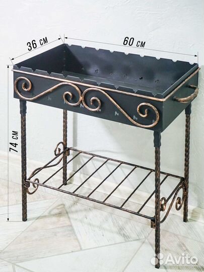 Мангал разборный кованый 70 см / с дровницей