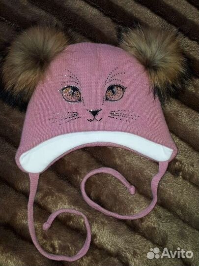 Шапка теплая кошечка