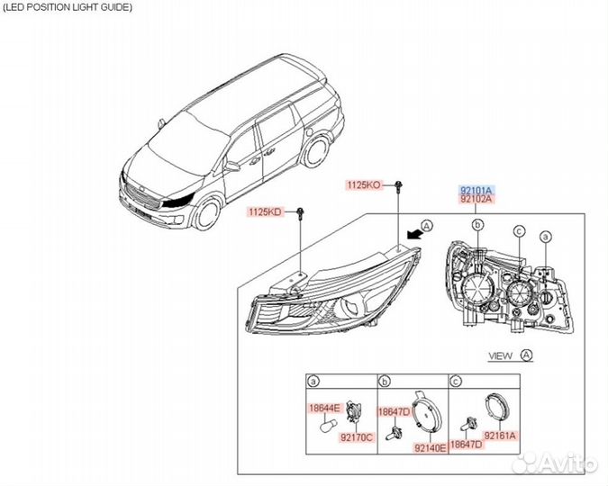 Фара передняя левая Kia Carnival YP D4HB 2015