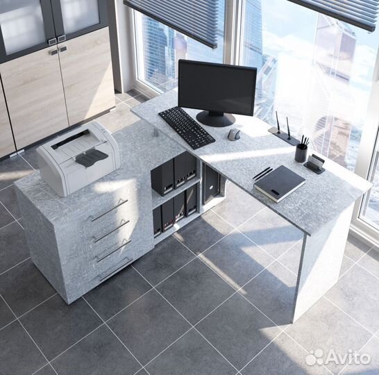 Стол компьютерный Алькор в цвете Бетон
