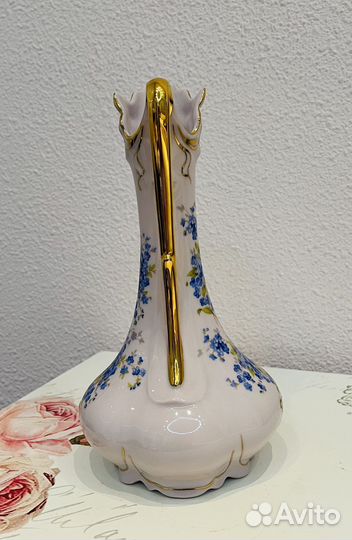 Ваза кувшин розовый фарфор Чехия винтаж