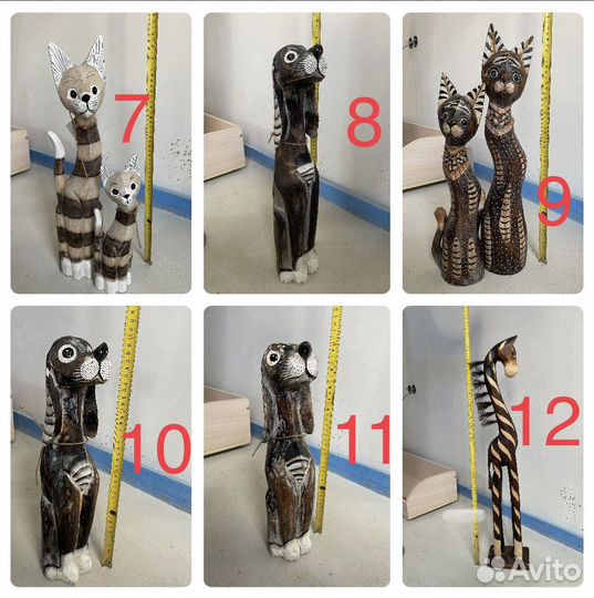 Статуи животных из дерева, фигуры животных