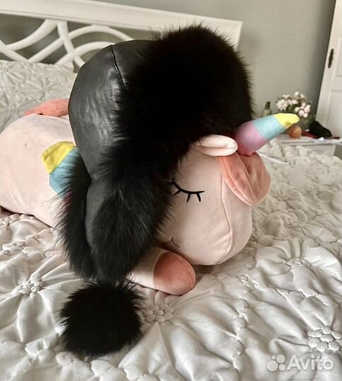 Шапка фабричная нат. Песец+ нат. Кожа, 57