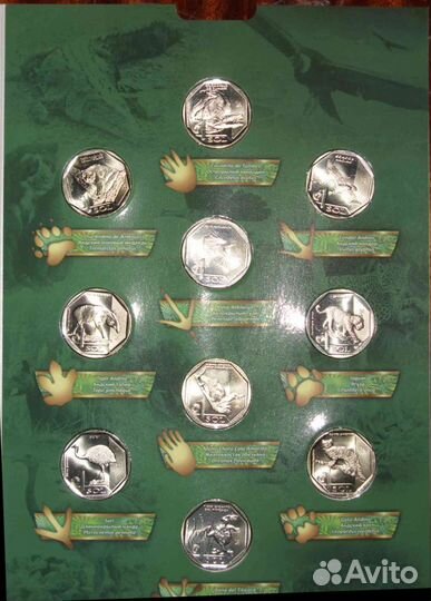 Набор монет Красная Книга Перу 10 монет+альбом